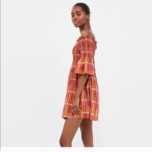 Zara 🏵 Plaid Smocked Off-Shoulder Dress
